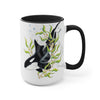 Orca Whale In The Kelp Forest Art Two-Tone Coffee Mugs 15Oz / Black Mug