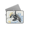 Orca Whale Jumping Blue Wave Watercolor Art Laptop Sleeve
