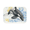 Orca Whale Jumping Into Blue Waves Watercolor Bath Mat 24 × 17 Home Decor