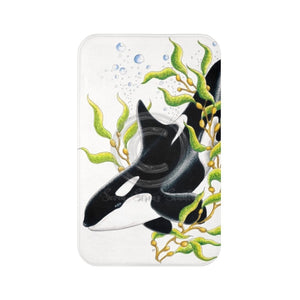 Orca Whale Kelp Forest Ink Bath Mat 34 × 21 Home Decor