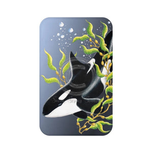 Orca Whale Kelp Forest Ink Indigo Bath Mat 34 × 21 Home Decor