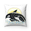 Orca Whale Mom And Baby Square Pillow Home Decor