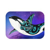 Orca Whale Nebula Galaxy Teal Purple Art Bath Mat 24 × 17 Home Decor