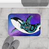 Orca Whale Nebula Galaxy Teal Purple Art Bath Mat Home Decor