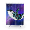 Orca Whale Nebula Galaxy Teal Purple Art Shower Curtain 71 × 74 Home Decor