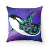 Orca Whale Nebula Galaxy Teal Purple Art Square Pillow 14 × Home Decor