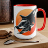 Orca Whale Orange Red Circles Ink Art Two-Tone Coffee Mugs 15Oz Mug