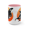 Orca Whale Orange Red Circles Ink Art Two-Tone Coffee Mugs 15Oz Mug