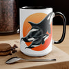 Orca Whale Orange Red Circles Ink Art Two-Tone Coffee Mugs 15Oz Mug