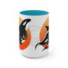 Orca Whale Orange Red Circles Ink Art Two-Tone Coffee Mugs 15Oz Mug