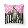 Orca Whale Pink Polka Dot Watercolor Art Square Pillow 14X14 Home Decor