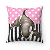 Orca Whale Pink Polka Dot Watercolor Art Square Pillow Home Decor