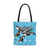 Orca Whale Pod Vintage Map Blue Tote Bag Large Bags