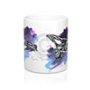 Orca Whale Purple Blue Tribal Watercolor Ink Art Mug 11Oz