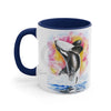 Orca Whale Rainbow Watercolor Art Accent Coffee Mug 11Oz