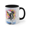 Orca Whale Rainbow Watercolor Art Accent Coffee Mug 11Oz