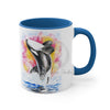 Orca Whale Rainbow Watercolor Art Accent Coffee Mug 11Oz