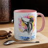 Orca Whale Rainbow Watercolor Art Accent Coffee Mug 11Oz