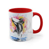 Orca Whale Rainbow Watercolor Art Accent Coffee Mug 11Oz