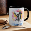 Orca Whale Rainbow Watercolor Art Accent Coffee Mug 11Oz