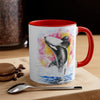 Orca Whale Rainbow Watercolor Art Accent Coffee Mug 11Oz