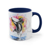 Orca Whale Rainbow Watercolor Art Accent Coffee Mug 11Oz
