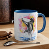 Orca Whale Rainbow Watercolor Art Accent Coffee Mug 11Oz