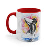 Orca Whale Rainbow Watercolor Art Accent Coffee Mug 11Oz