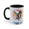 Orca Whale Rainbow Watercolor Art Accent Coffee Mug 11Oz Black /