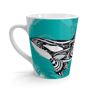 Orca Whale Spirit Tribal Ink Teal Latte Mug 12Oz Mug