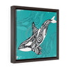 Orca Whale Spirit Tribal Teal Framed Premium Gallery Wrap Canvas 12 ×