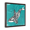 Orca Whale Spirit Tribal Teal Framed Premium Gallery Wrap Canvas 16 ×