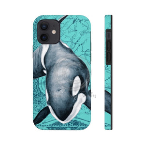 Orca Whale Teal Vintage Map Watercolor Art Case Mate Tough Phone Cases Iphone 12