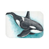 Orca Whale Teal Watercolor Art Bath Mat 24 × 17 Home Decor
