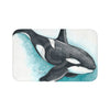 Orca Whale Teal Watercolor Art Bath Mat 34 × 21 Home Decor