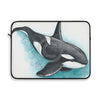 Orca Whale Teal Watercolor Art Laptop Sleeve 15