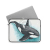 Orca Whale Teal Watercolor Art Laptop Sleeve