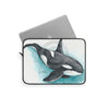 Orca Whale Teal Watercolor Art Laptop Sleeve