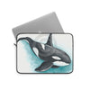 Orca Whale Teal Watercolor Art Laptop Sleeve