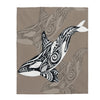 Orca Whale Tlingit Tribal Tattoo Taupe Ink Art Velveteen Plush Blanket 50 × 60 All Over Prints