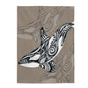 Orca Whale Tlingit Tribal Tattoo Taupe Ink Art Velveteen Plush Blanket 60 × 80 All Over Prints