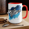 Orca Whale Tribal Blue Watercolor Ink Art Two-Tone Coffee Mugs 15Oz Mug