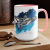 Orca Whale Tribal Blue Watercolor Ink Art Two-Tone Coffee Mugs 15Oz Mug