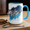 Orca Whale Tribal Blue Watercolor Ink Art Two-Tone Coffee Mugs 15Oz Mug