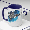 Orca Whale Tribal Blue Watercolor Ink Art Two-Tone Coffee Mugs 15Oz Mug