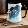 Orca Whale Tribal Blue Watercolor Ink Art Two-Tone Coffee Mugs 15Oz Mug