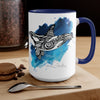 Orca Whale Tribal Blue Watercolor Ink Art Two-Tone Coffee Mugs 15Oz Mug