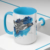 Orca Whale Tribal Blue Watercolor Ink Art Two-Tone Coffee Mugs 15Oz Mug