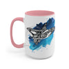 Orca Whale Tribal Blue Watercolor Ink Art Two-Tone Coffee Mugs 15Oz / Pink Mug