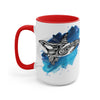 Orca Whale Tribal Blue Watercolor Ink Art Two-Tone Coffee Mugs 15Oz / Red Mug